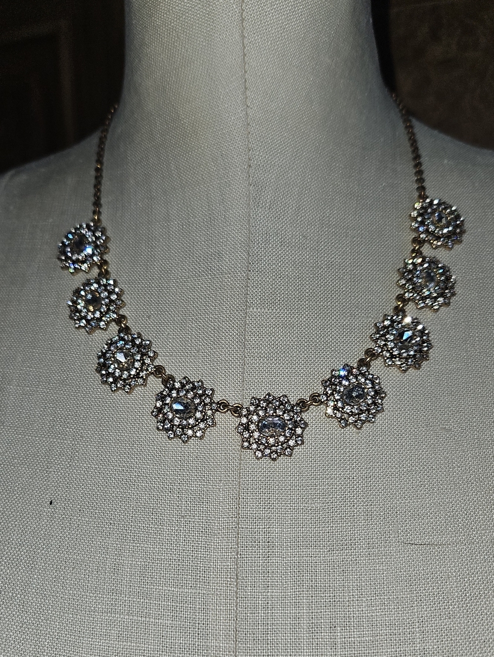 J. Crew Gold-Tone Crystal Daisy Station Necklace